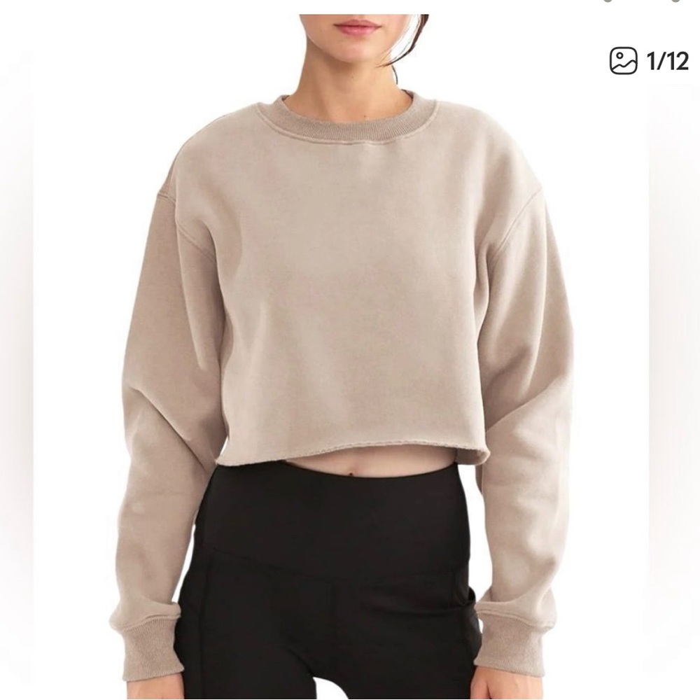 Trendy Tan Women's Cropped Fleece Sweatshirt
